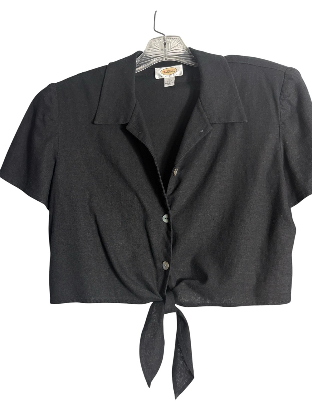 TALBOTS 2 PC Linen Blend Midi Dress w/ Tie-Front Short Sleeve Cropped Jacket - Picture 3 of 9